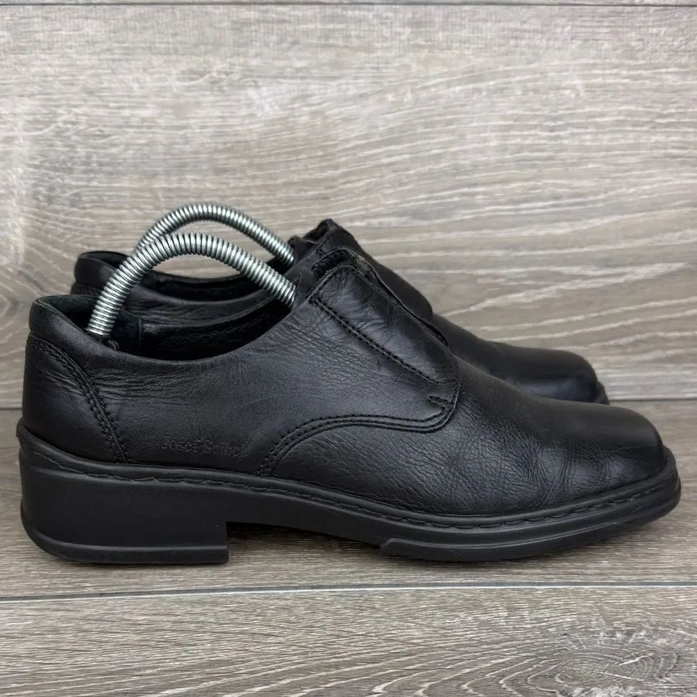 Josef Seibel Women’s Sz 11//EU 42 Black Leather Square Toe Toggle Closure Oxford